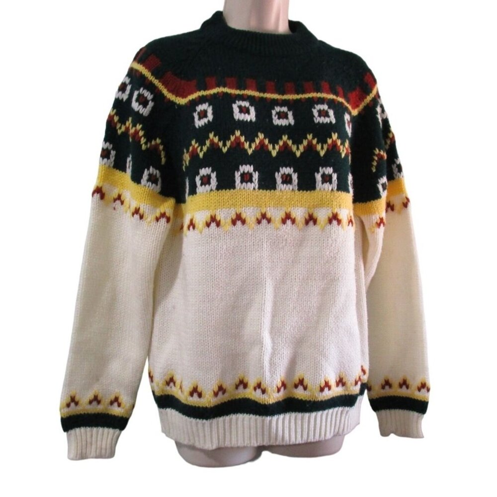 Ski Winter Sweater National Shirt Shops Acrylic Vintage 1980s Mens M GUC